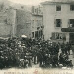Dunières- Place de l 'Eglise à la Sortie de la Messe