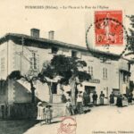 Pommiers - La place et la rue de l'église
