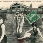 Tréport (le) - Les baigneuses en maillot sur la plage- Au fond le Casino Municipal